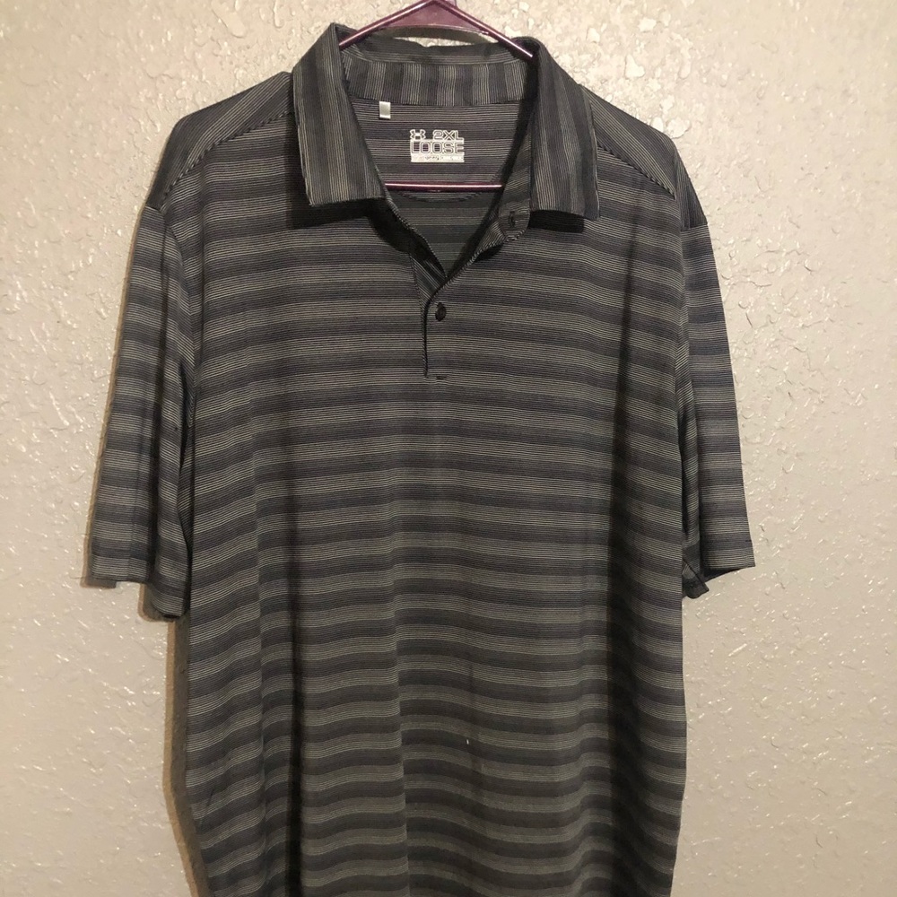 Under Armour 2XLT Black Striped Polo